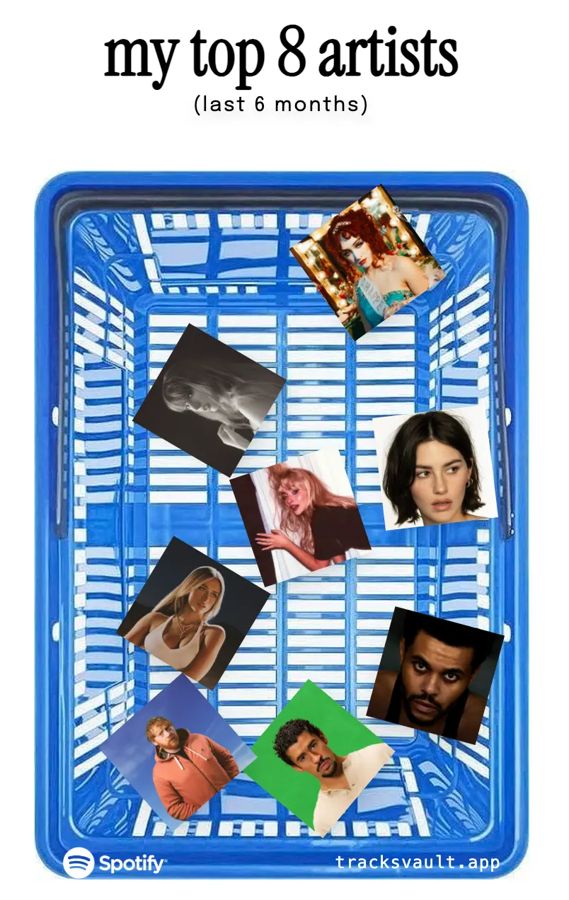 tracksvault shopping basket demo showing music collection visualization